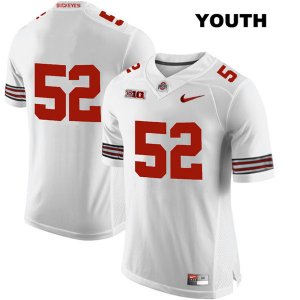 Youth NCAA Ohio State Buckeyes Wyatt Davis #52 College Stitched No Name Authentic Nike White Football Jersey CW20P12AK